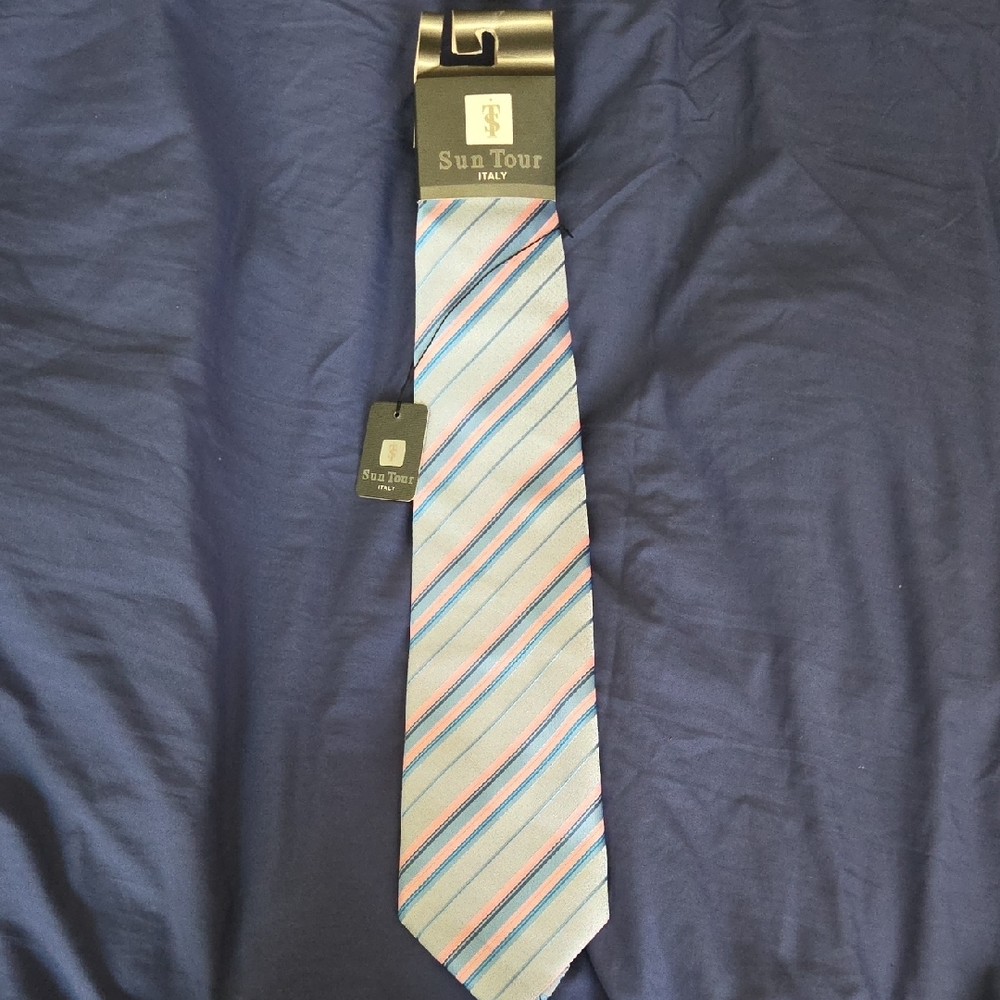 Pink & Blue Striped Men's Tie